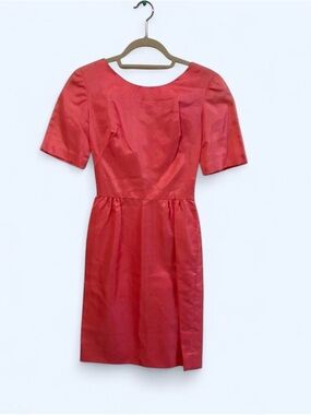 Bright Pink Taffeta Structured Evening Gown - Size XS